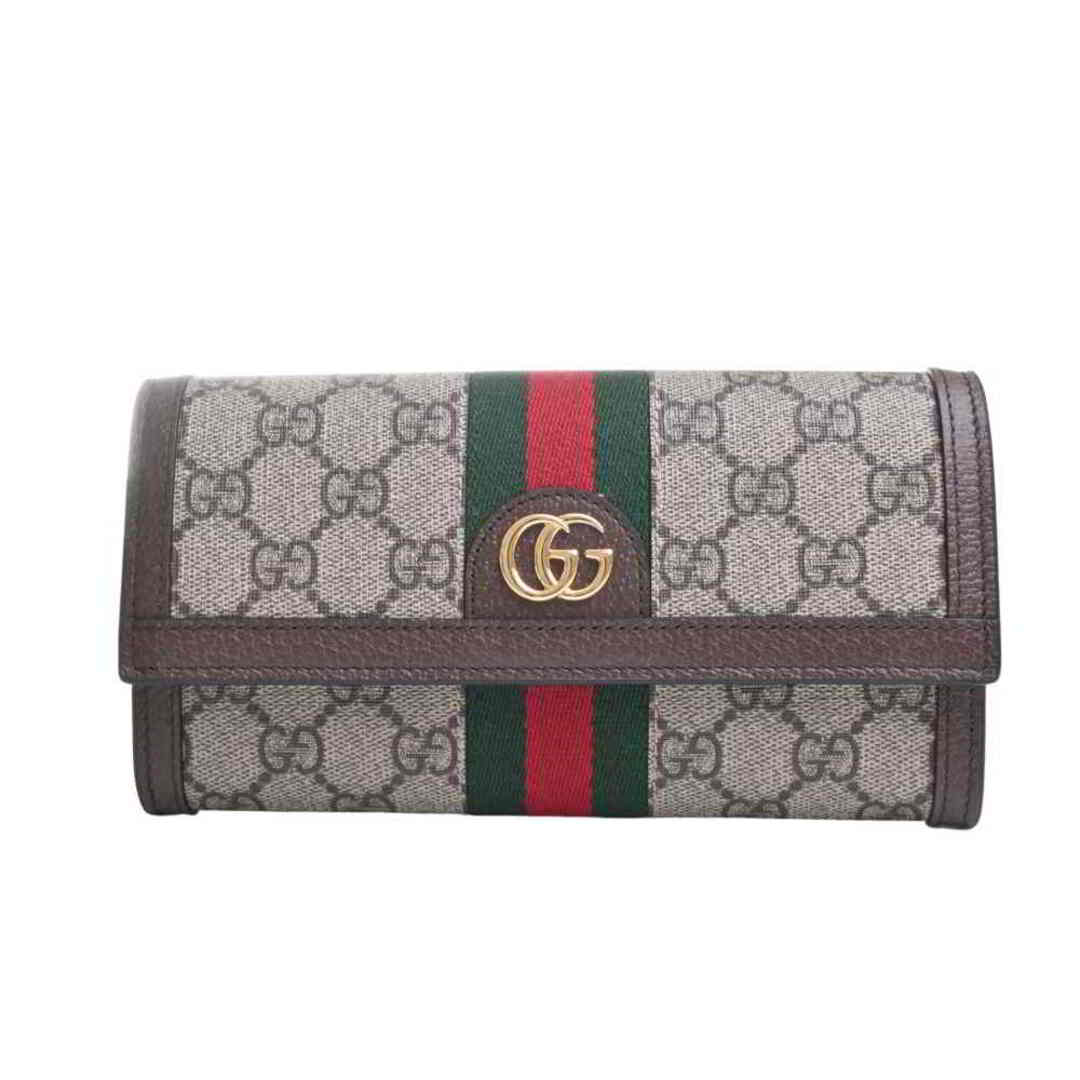 大人も着やすいシンプルファッション Gucci 【中古】 Gucci グッチ オフディア GGスプリーム シェリー 長財布 ブラウン PVC by  財布