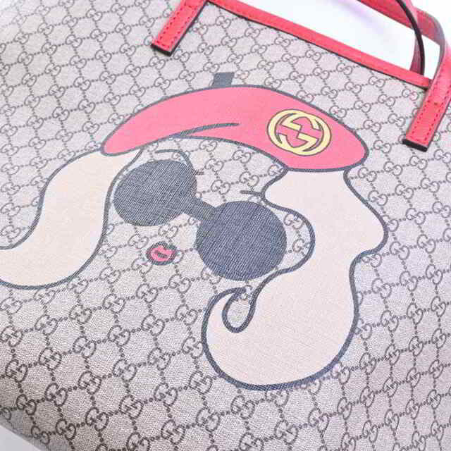 【中古】 Gucci グッチ マイクロGGスプリーム キッズライン ハンドバッグ トートバッグ ベージュ/レッド PVC by