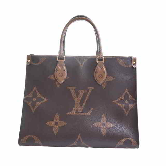 LOUIS VUITTON - 【中古】 LOUIS VUITTON ルイヴィトン モノグラム ジャイアント リバース オンザゴーMM トートバッグ ブラウン PVC by