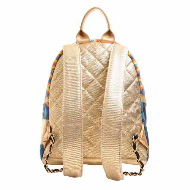 【中古】 CHANEL シャネル キャンバス ココマーク グラフィティ バックパック リュックサック ゴールド by