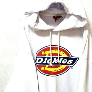 ディッキーズ(Dickies)のディッキーズ ロゴ スウェットパーカー ホワイト 白色 古着(パーカー)