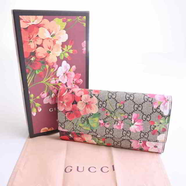 Gucci - 【中古】 Gucci グッチ GGブルームス フラップ 長財布