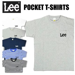 リー(Lee)のLeeリー/ポケットロゴティークルーネックSホワイト×ブルー(Tシャツ/カットソー(半袖/袖なし))