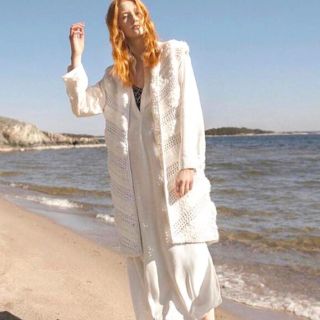 新品 バイマレーネビルガー ロング ニット ジレ アイボリー 11万円