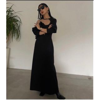 アメリヴィンテージ(Ameri VINTAGE)のAmeri LAKE CURVE TRICOT RIB DRESS(ロングドレス)