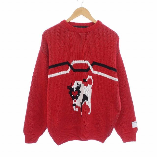 595cm着丈Martine Rose bull knitted jumper ニット S 赤