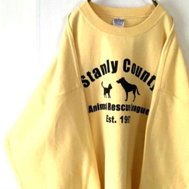 Stanly County Animal スウェット 2XL イエロー 古着 メンズのトップス(スウェット)の商品写真