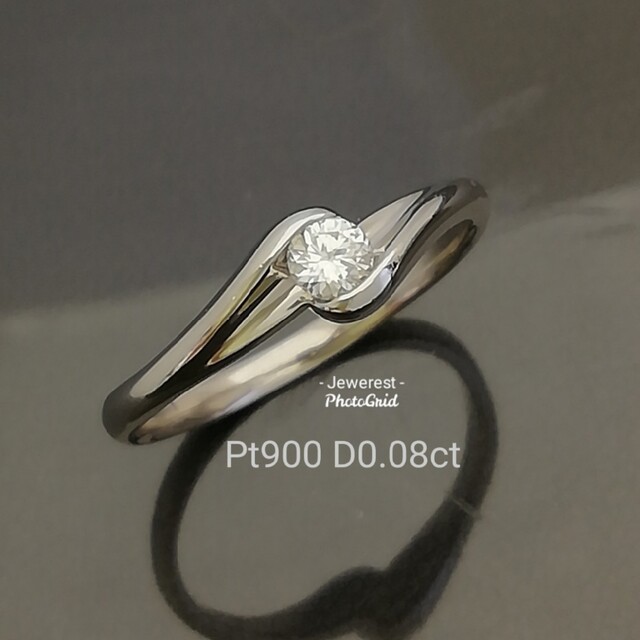 Pt900✨ダイヤ0.08ct✨１粒プチっと✨ダイヤ✨リング✨スッキリキラリ