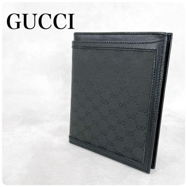 未使用✨GUCCI オールドグッチ メンズ 二つ折り札入れ ggキャンバス 黒