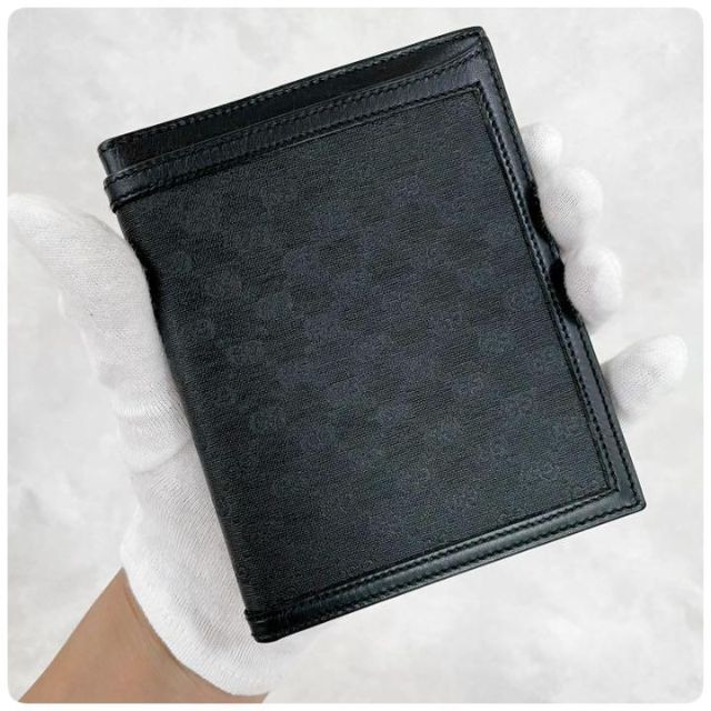 未使用✨GUCCI オールドグッチ メンズ 二つ折り札入れ ggキャンバス 黒