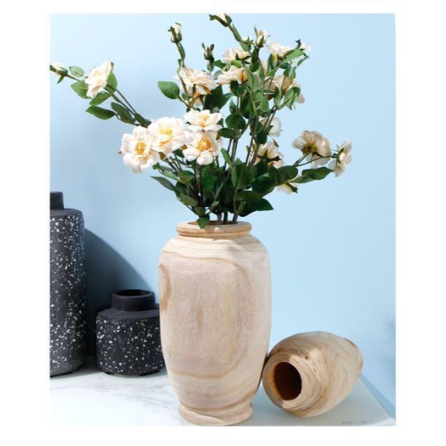 【再入荷】木製　ウッド フラワーベース ドライ専用 花瓶 L 大　韓国　北欧