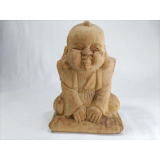 ◆◆木彫り彫刻　【福助】高さ25ｃｍ　商売繁盛、縁起物彫刻(彫刻/オブジェ)