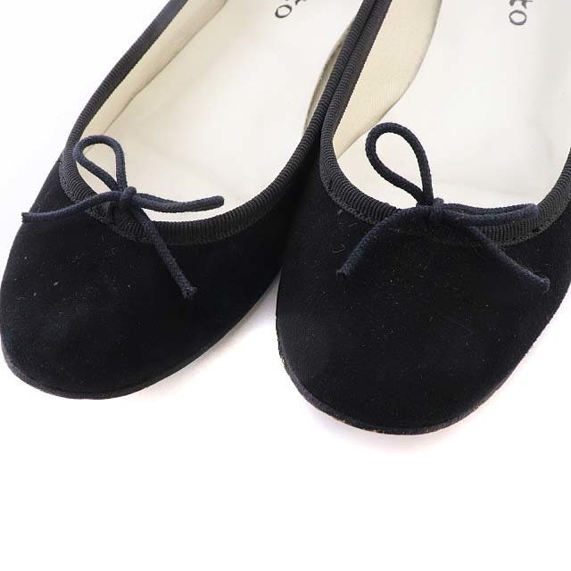 repetto(レペット)のレペット フラットバレエシューズ リボン スエード 24.0cm 黒 ブラック レディースの靴/シューズ(バレエシューズ)の商品写真