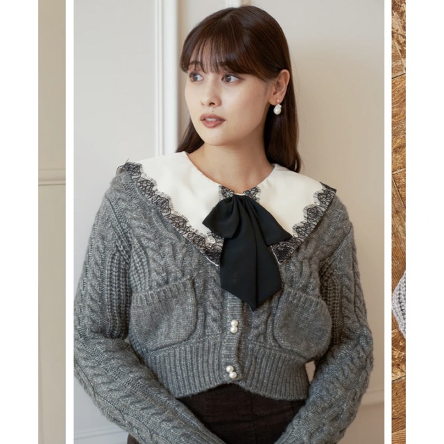 Double Bow Cable Knit Cardigan