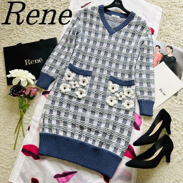 新品✨ルネ rene お花のニットワンピース 定価16万 38 foxey-