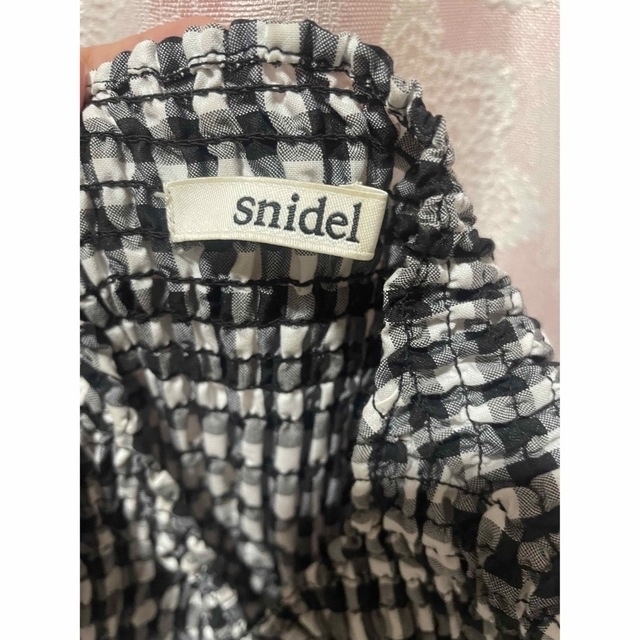 SNIDEL(スナイデル)のスナイデル　ポップコーンギンガムチェック　黒×白ワンピース レディースのワンピース(ロングワンピース/マキシワンピース)の商品写真