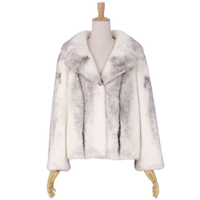 受注生産品】 コート FUR KOPENHAGEN ファー コペンハーゲン 美品 ミンク ホワイト L アウター レディース クロスミンク 毛皮  ショート丈 その他