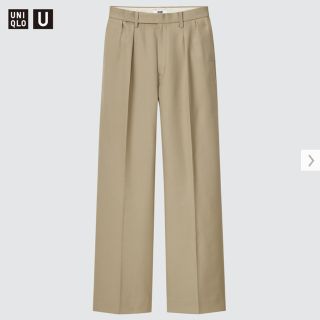 ユニクロ(UNIQLO)のウールブレンドタックパンツ　カーキ　76(スラックス)