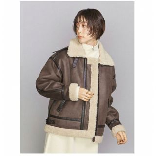 販売公式 C286ユナイテッドアローズムートンコートダッフルコートモカ