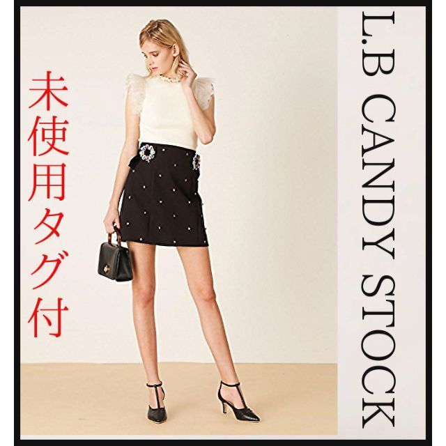 【未使用タグ付】 L.B CANDY STOCK　ビジューバックル台形スカート 1