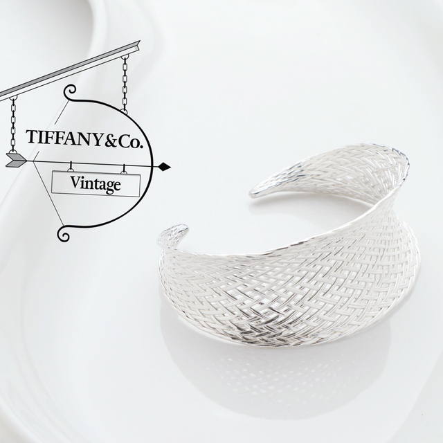 Tiffany & Co. - 極美品 TIFFANY ティファニー ヴィンテージ メッシュ カフ バングル