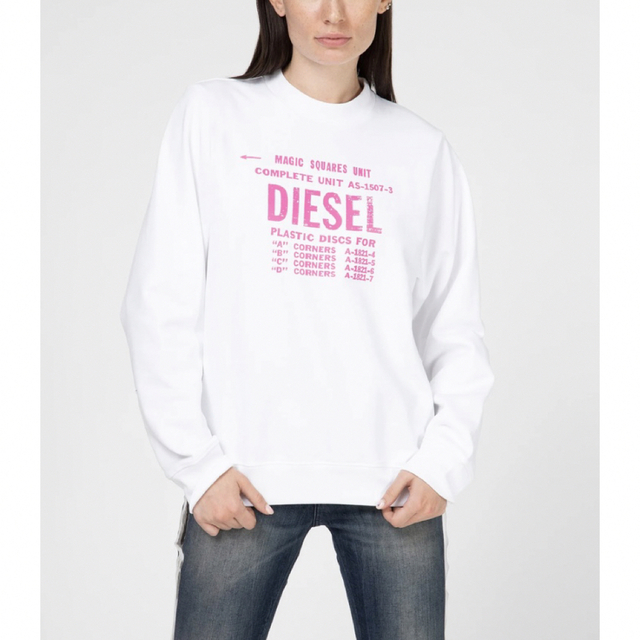 新品 S DIESEL ブランド ロゴ トレーナー スウェット S3 白