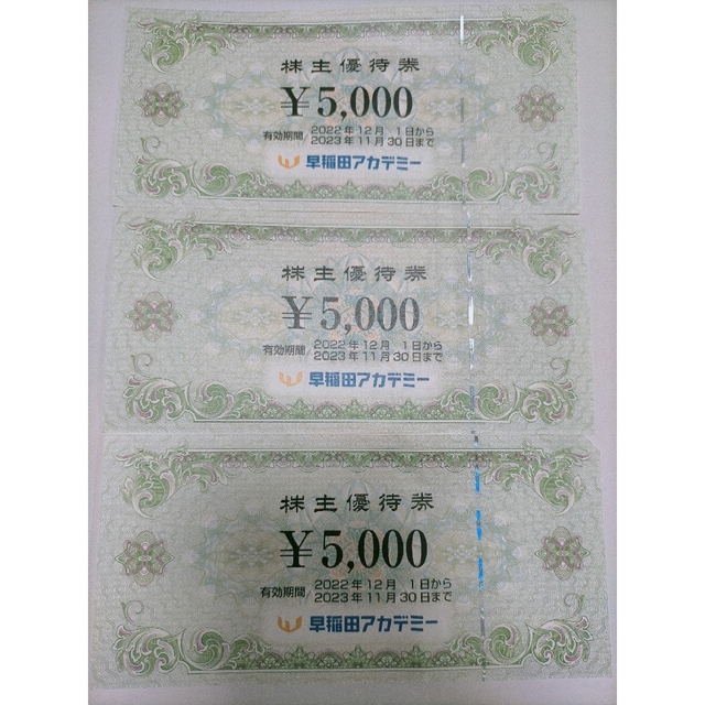 早稲田アカデミー 株主優待 15000円分 - その他