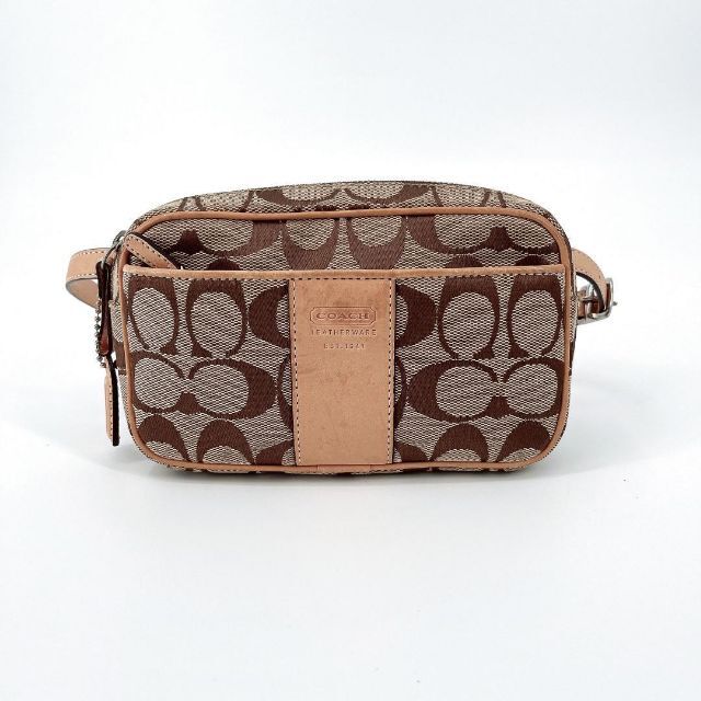 桜瑪瑙 【人気】coach コーチ ボディバッグ シグネチャー レザー ロゴ