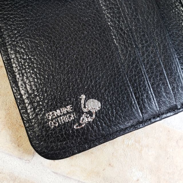 オーストレッグレザー ☆ 二折財布 ブラック オーストリッチ オーストレッグレザー ☆ 二折財布 ブラック オーストリッチ