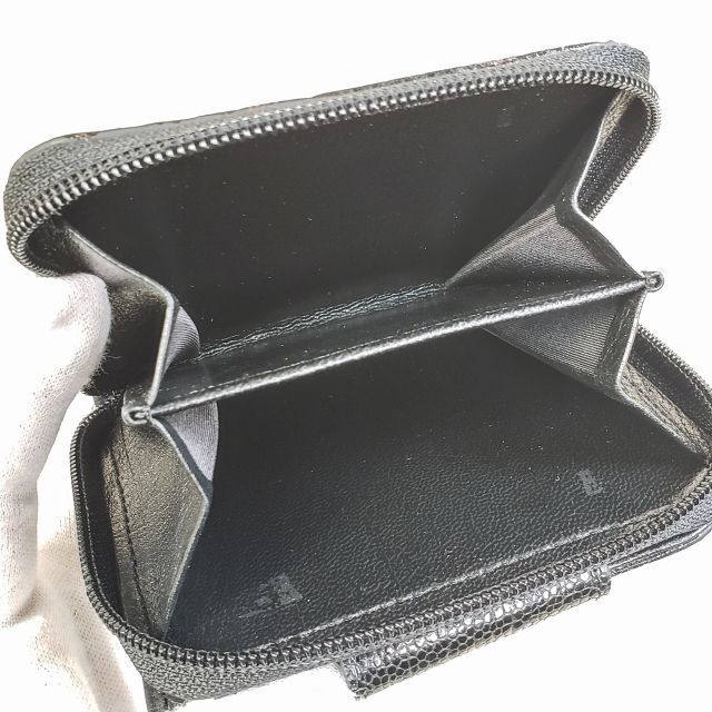オーストレッグレザー ☆ 二折財布 ブラック オーストリッチ オーストレッグレザー ☆ 二折財布 ブラック オーストリッチ