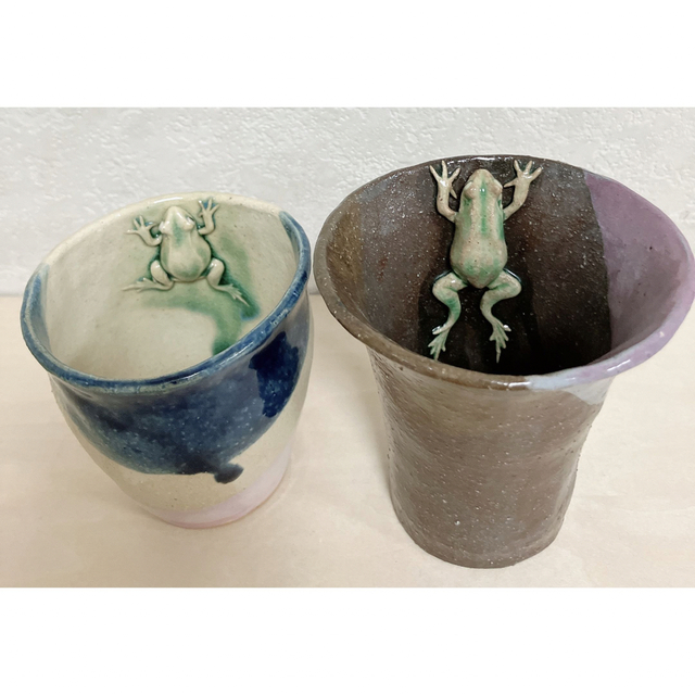 蛙の陶器グラス