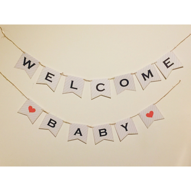 ベビーシャワー　マタニティフォトに♡welcome babyガーランド　写真飾り キッズ/ベビー/マタニティのキッズ/ベビー/マタニティ その他(その他)の商品写真