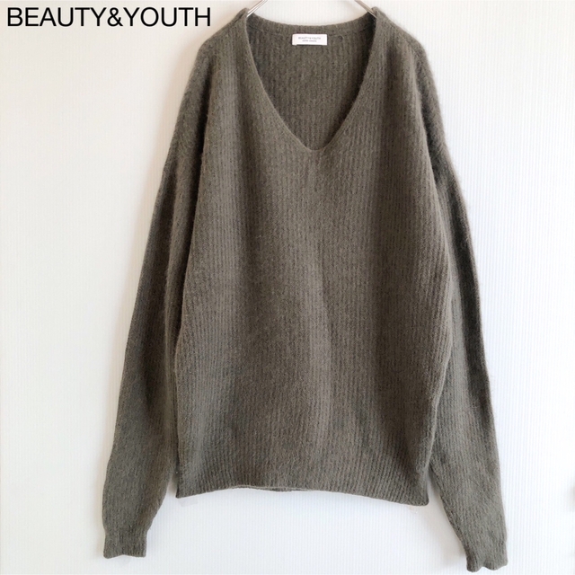 BEAUTY&YOUTH UNITED ARROWS - 252B&Yふんわりシャギーウールあぜ編みVネックニット オリーブの通販 by Ri