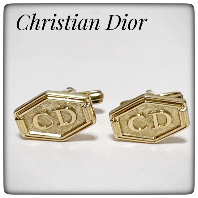 美品 Christian Dior カフス カフリンクス ゴールド ロゴ 【クリスチャンディオール】Christian Dior ロゴカフス  8角形 美品