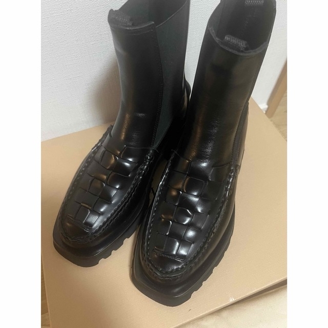 新品 HEREU ALDA ウーブン チェルシー レザーブーツ 36 23cm | des