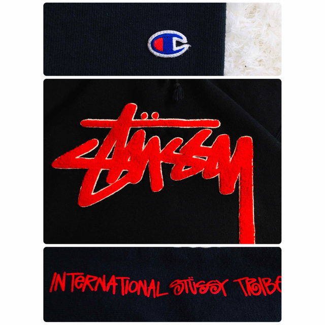 STUSSY - 【希少】ステューシー チャンピオン コラボ パーカー パイル STUSSY - 【希少】ステューシー チャンピオン コラボ パーカー パイル