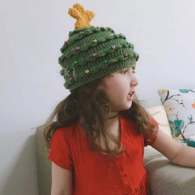 子ども用 クリスマスツリー ニット帽 クリスマス カラフル 帽子 可愛い キッズ キッズ/ベビー/マタニティのこども用ファッション小物(帽子)の商品写真