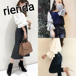 リエンダ(rienda)の【追跡有り】rienda ギャザーシャツSLVニットコンビTOP(シャツ/ブラウス(長袖/七分))