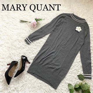 マリークワント(MARY QUANT)のきよ様専用    美品♪マリークワント/花柄ニットワンピース☆長袖　グレー　38(ひざ丈ワンピース)