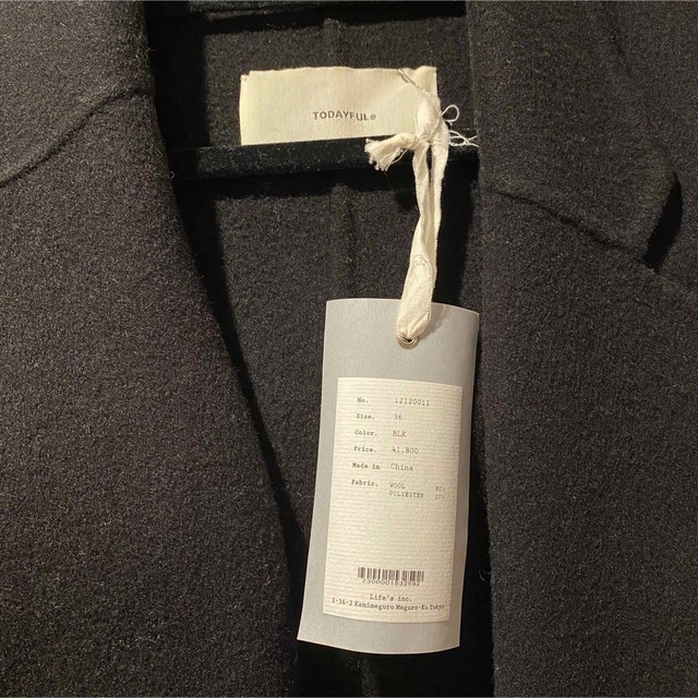 TODAYFUL(トゥデイフル)のtodayful wool over coat black 36 レディースのジャケット/アウター(ロングコート)の商品写真