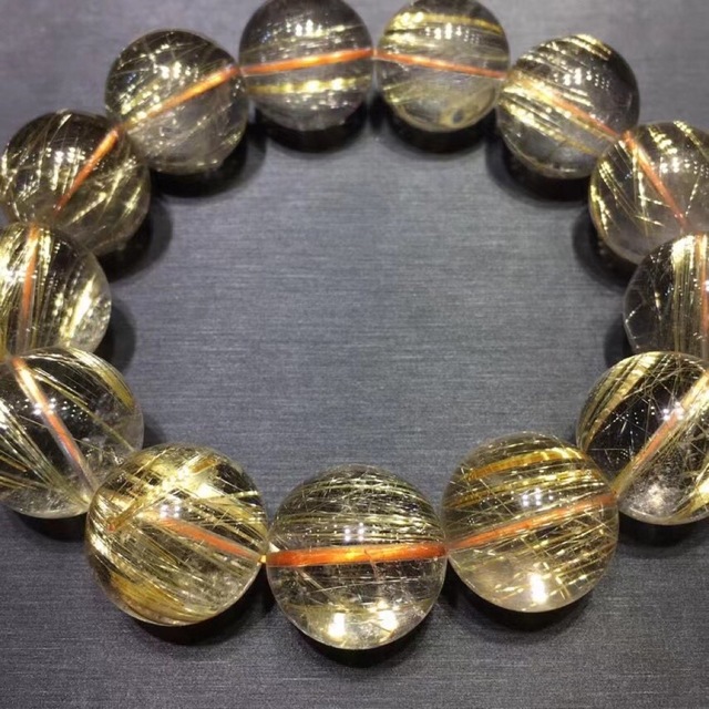 ⭐︎【天然】ゴールド ルチル クオーツ ブレスレット 18mm bskampala.com