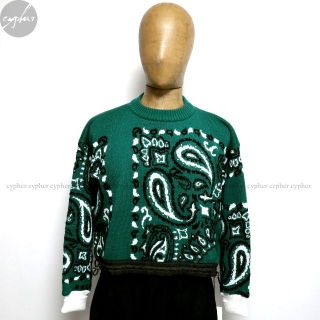 sacai - 2 新品 22SS サカイ ペイズリー ニット セーター グリーン