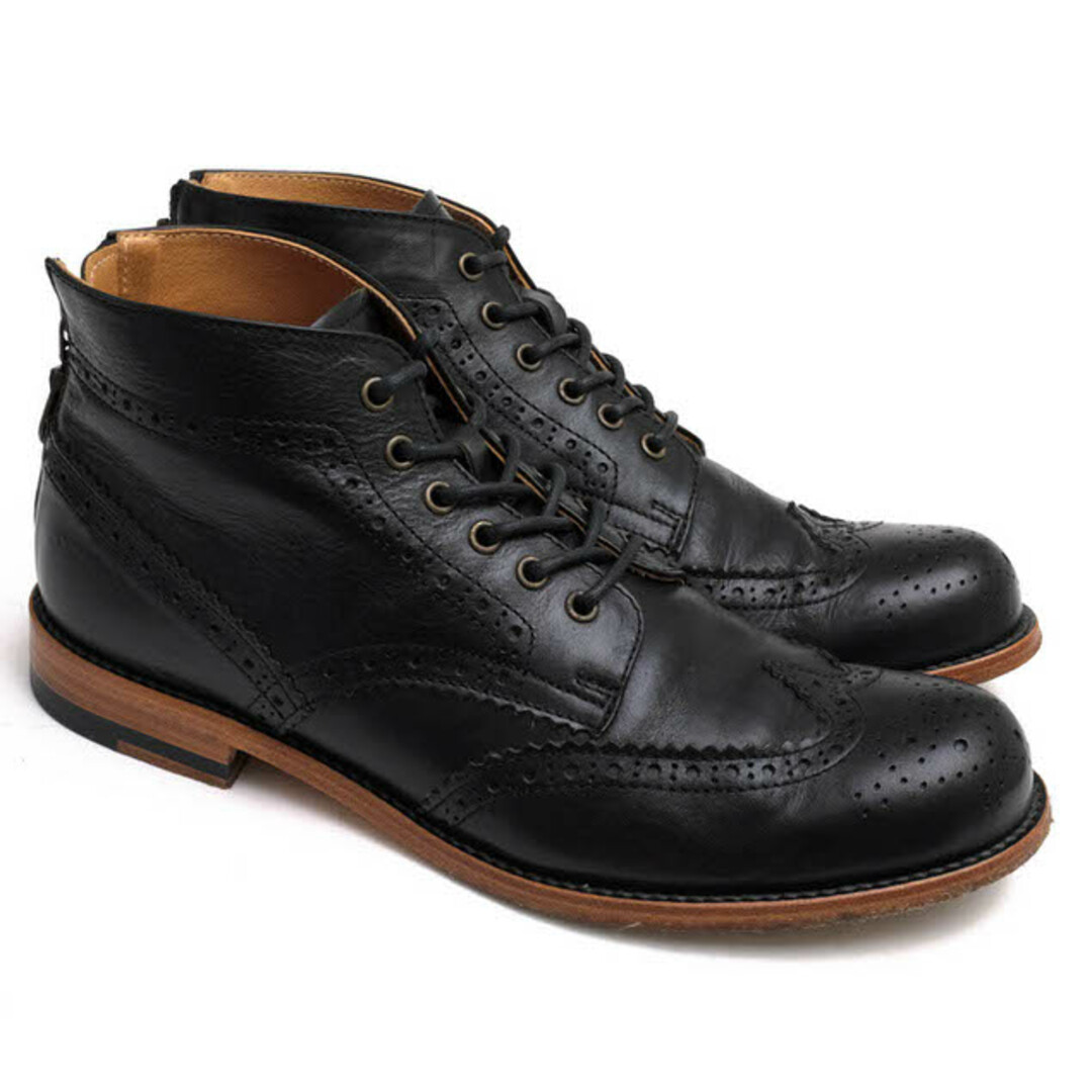 パドローネ／PADRONE レースアップブーツ シューズ 靴 メンズ 男性 男性用レザー 革 本革 ブラック 黒 WING TIP BOOTS  with BACK ZIP / ALEX アレックス ウイングチップ バックジップ