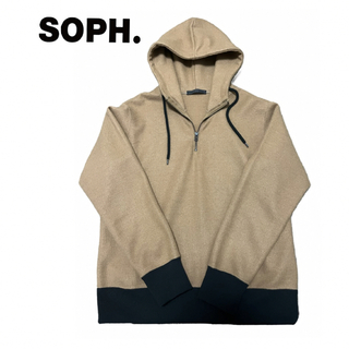 ソフネット(SOPHNET.)の【美品】SOPHNET. メルトン ハーフジップ フード ブラウン(ニット/セーター)