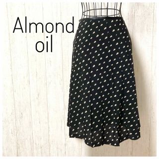 almond oil しずく柄 膝丈 スカート ドット柄 Sサイズ(ひざ丈スカート)