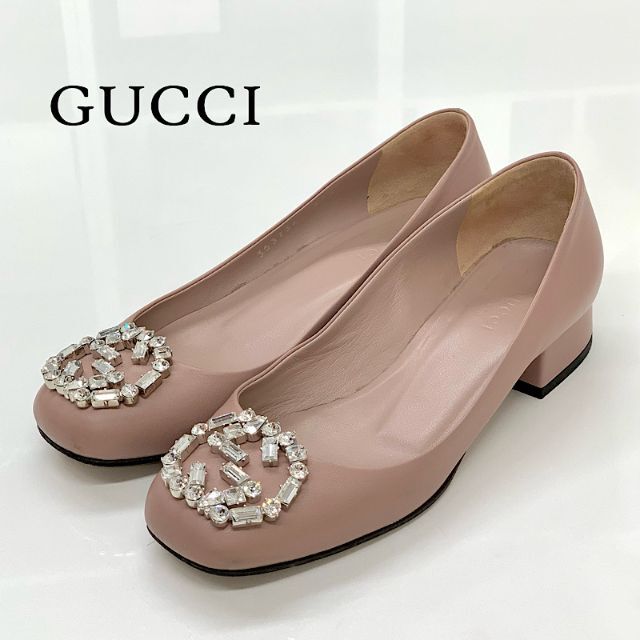 Gucci - 5454 グッチ レザー GG ビジュー パンプス ピンクの通販 by ...