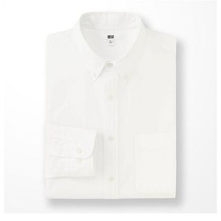 ユニクロ(UNIQLO)の【美品】ユニクロ★エクストラファインコットンブロードシャツjk長袖★ホワイト白S(シャツ)