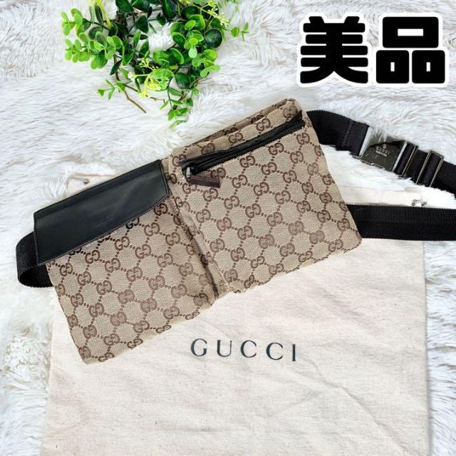 gucci グッチ ボディバッグ ウエストポーチ GGロゴ キャンバス 