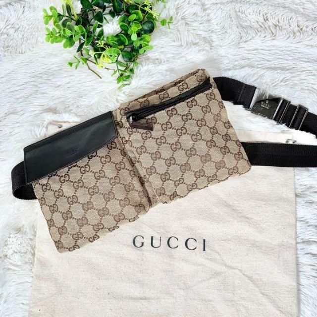 美品】GUCCI ボディバッグ ウエストポーチ GGキャンバス シルバー金具 低価格で大人気の 49.0%割引