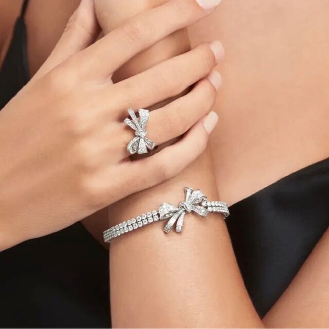 最高品質!! リボン✨シルバー✨925 リング 指輪 SONAダイヤモンド